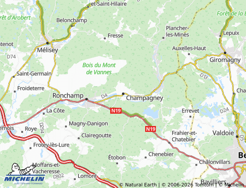 Carte MICHELIN Champagney - ViaMichelin