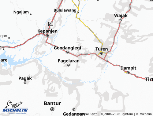 MICHELIN Gondanglegi Wetan map - ViaMichelin