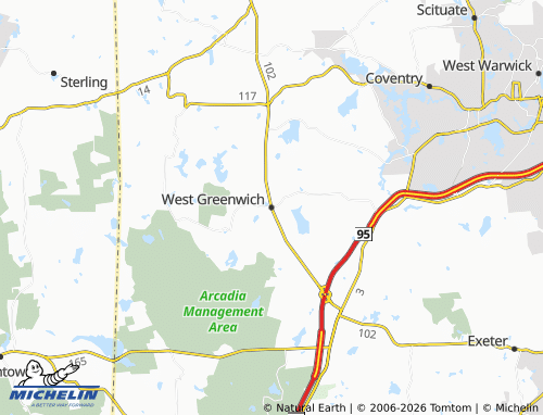 Mapa MICHELIN West Greenwich - ViaMichelin