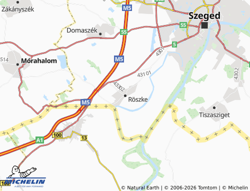 MICHELIN Röszke map - ViaMichelin