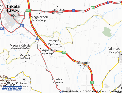 MICHELIN Proastio map - ViaMichelin