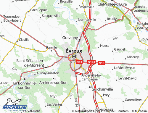 MICHELIN Evreux map - ViaMichelin