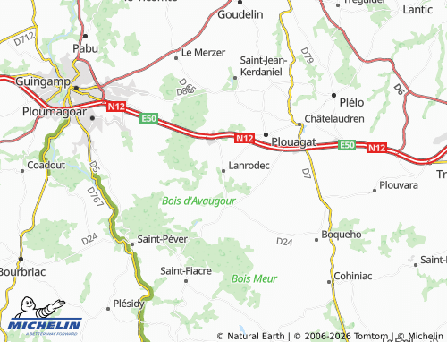 Kaart MICHELIN Lanrodec - ViaMichelin