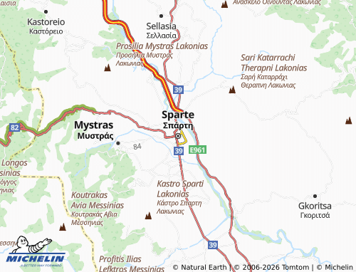 MICHELIN Sparta map - ViaMichelin
