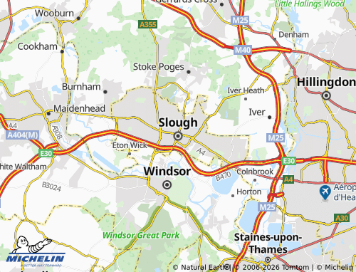 Carte MICHELIN Slough - ViaMichelin