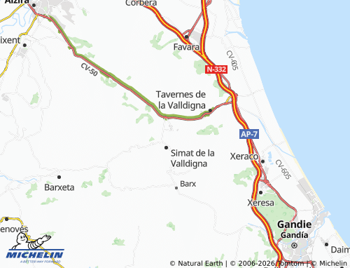 Mappa MICHELIN Benifairó de la Valldigna - ViaMichelin