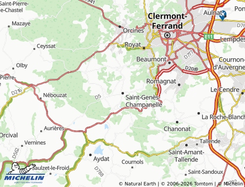 Carte MICHELIN Saint-Genès-Champanelle - ViaMichelin