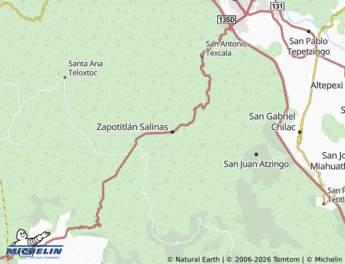 Carte MICHELIN Zapotitlán Salinas - ViaMichelin