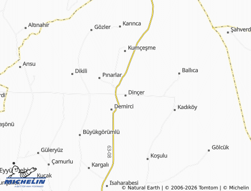 MICHELIN Dinçer map - ViaMichelin