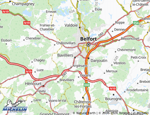 MICHELIN Bavilliers map - ViaMichelin