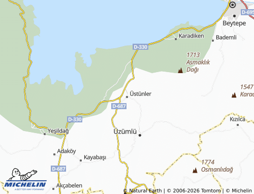 Mappa MICHELIN Üstünler - ViaMichelin