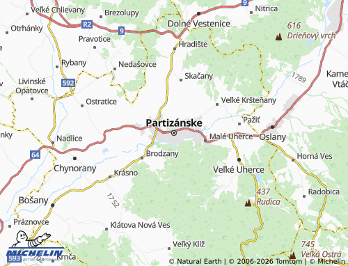 MICHELIN Partizánske map - ViaMichelin