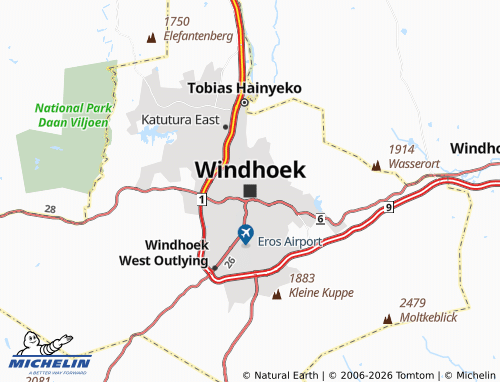MICHELIN-Landkarte Windhoek - ViaMichelin