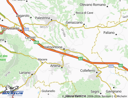 MICHELIN-Landkarte Valmontone - ViaMichelin