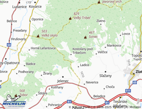 Kaart MICHELIN Kostoľany pod Tribečom - ViaMichelin