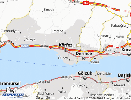 MICHELIN Korfez map - ViaMichelin