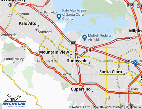 Mapa MICHELIN Mountain View - ViaMichelin