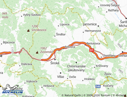 MICHELIN-Landkarte Fričovce - ViaMichelin