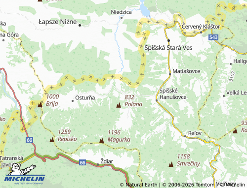 MICHELIN Veľká Franková map - ViaMichelin
