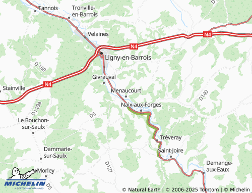 Carte MICHELIN Menaucourt - ViaMichelin