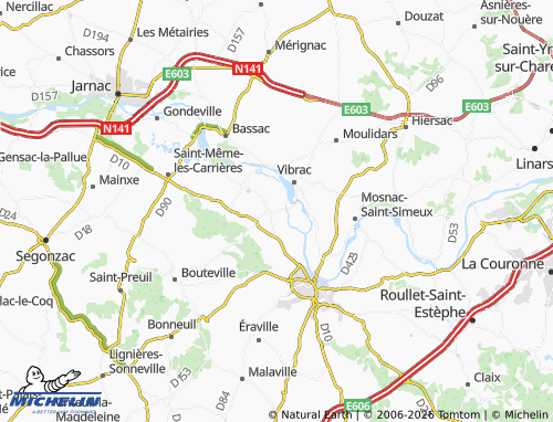 Mapa MICHELIN Angeac-Charente - ViaMichelin