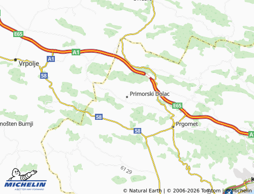 MICHELIN Primorski Dolac map - ViaMichelin