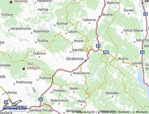 MICHELIN Lužany pri Topli map - ViaMichelin