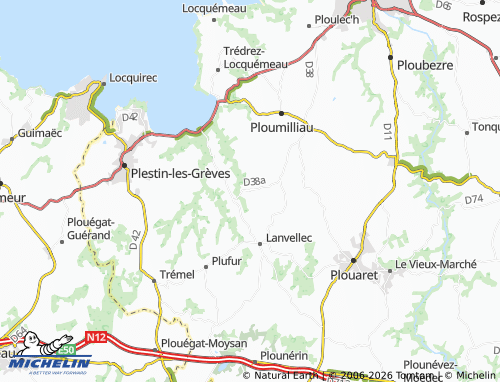 MICHELIN Plouzélambre map - ViaMichelin