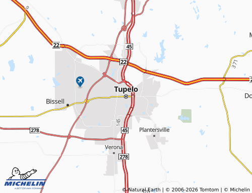 Mapa MICHELIN Tupelo - ViaMichelin
