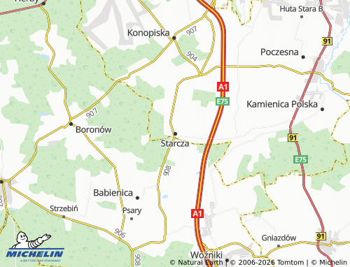 MICHELIN Starcza map - ViaMichelin