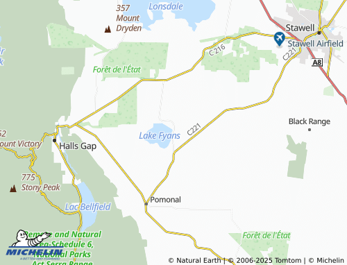 MICHELIN Lake Fyans map - ViaMichelin
