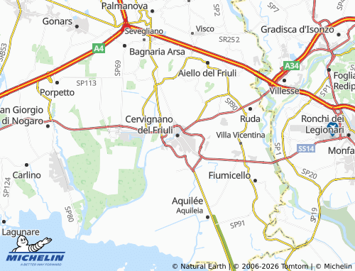 Mapa MICHELIN Cervignano del Friuli - ViaMichelin