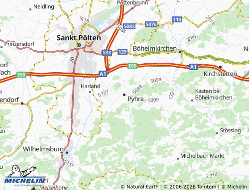 MICHELIN Pyhra map - ViaMichelin