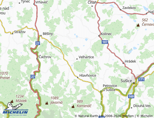 MICHELIN Velhartice map - ViaMichelin