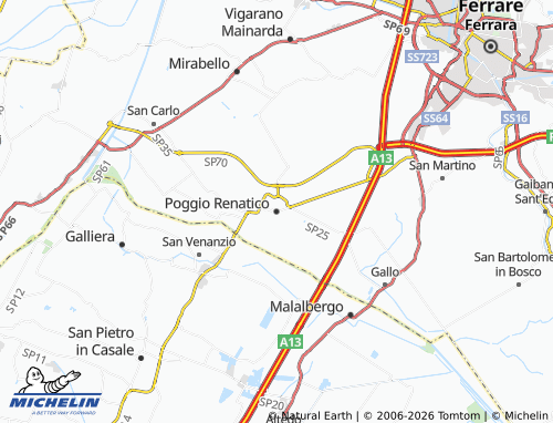 MICHELIN Poggio Renatico map - ViaMichelin