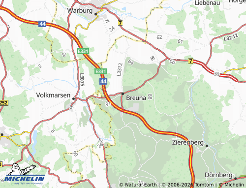 MICHELIN Breuna map - ViaMichelin