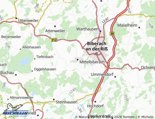 Mapa MICHELIN Mittelbiberach - ViaMichelin