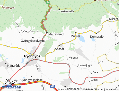 MICHELIN Abasár map - ViaMichelin