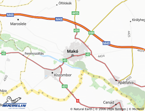 MICHELIN Makó map - ViaMichelin