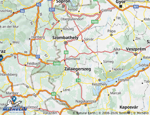 Carte MICHELIN Vasvári járás - ViaMichelin
