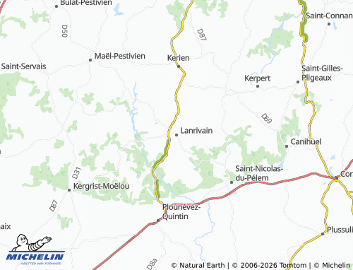 Carte MICHELIN Lanrivain - ViaMichelin