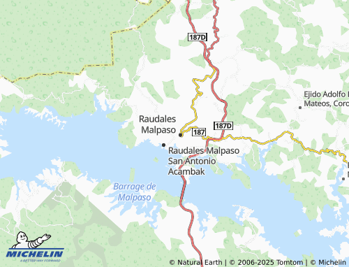 MICHELIN Raudales Malpaso Pirámide Baja map - ViaMichelin
