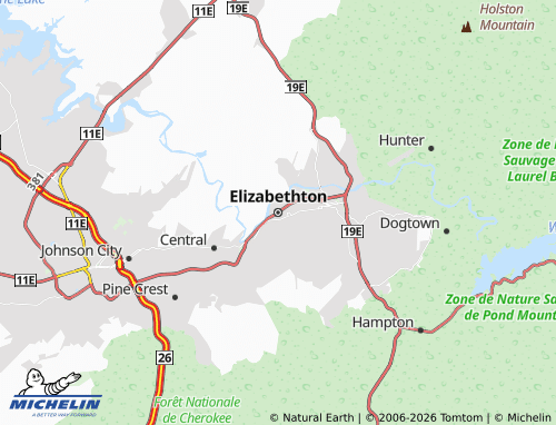 Kaart MICHELIN Elizabethton - ViaMichelin