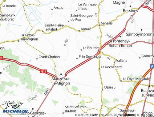 MICHELIN Prin-Deyrançon map - ViaMichelin