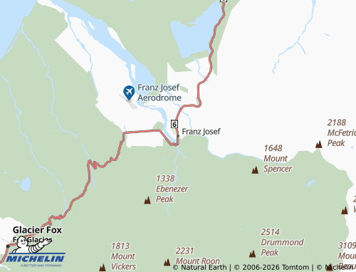 Mapa MICHELIN Franz Josef - ViaMichelin