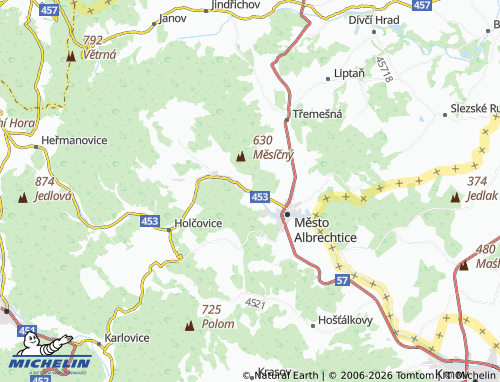 Kaart MICHELIN Hynčice - ViaMichelin
