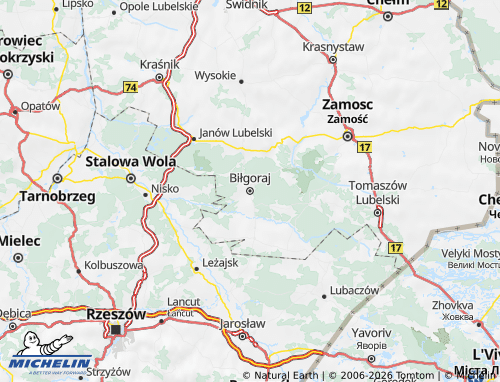 Kaart MICHELIN Bilgoraj (District) - ViaMichelin
