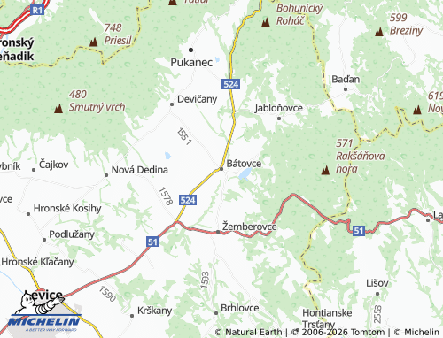 MICHELIN Bátovce map - ViaMichelin