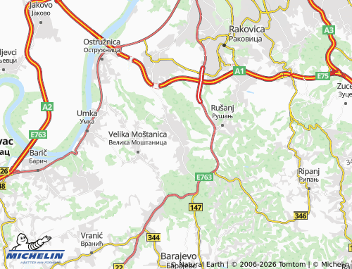 Carte MICHELIN Sremčica - ViaMichelin