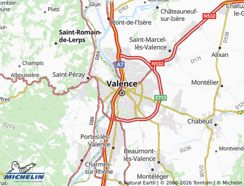 Kaart MICHELIN Valence - ViaMichelin